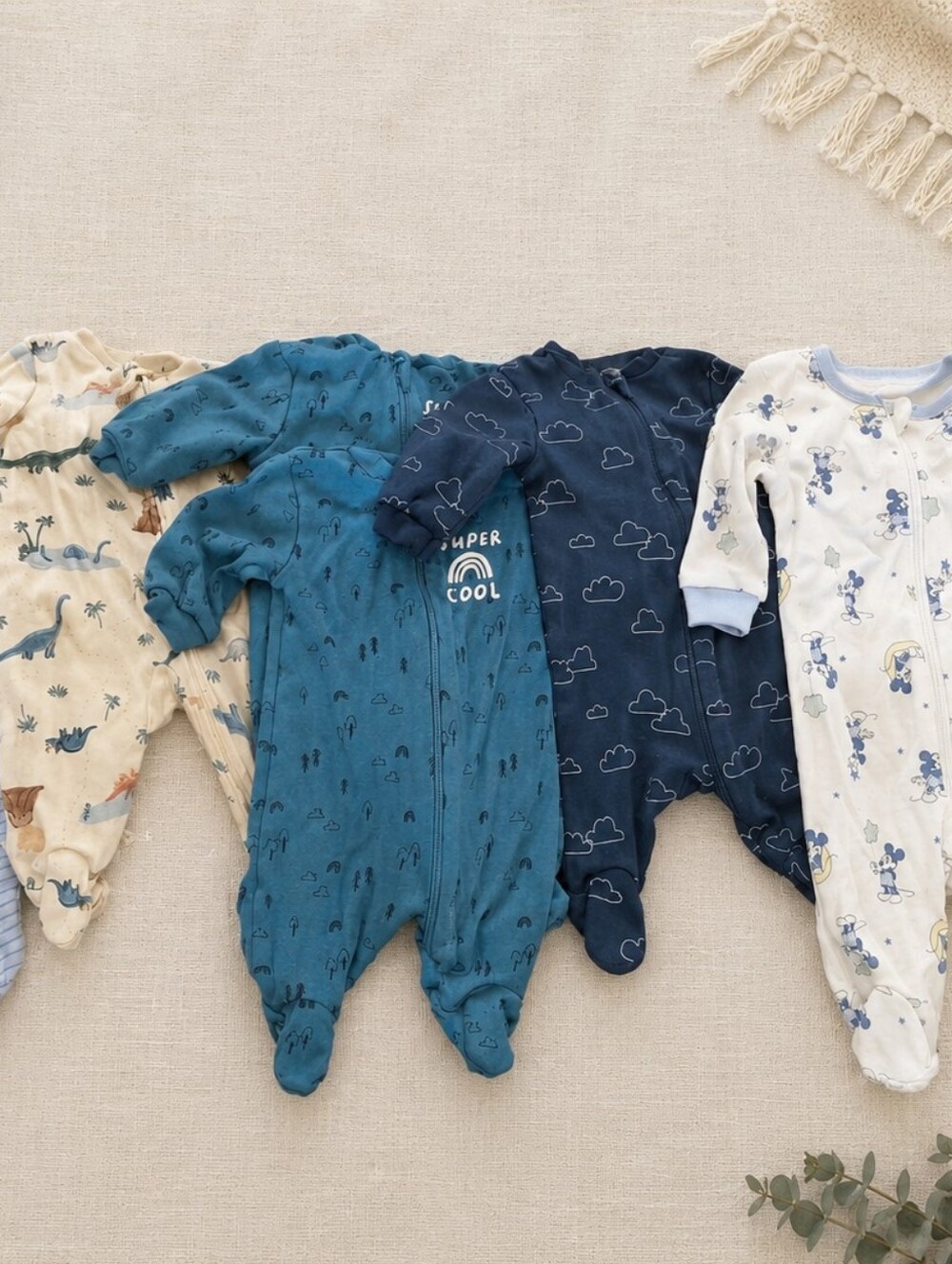 Baby Boy Footed Sleeper Bundle | 5 Pack | Cute Prints